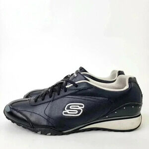 Vintage 2010 Skechers Black White Athletic Leather Running Tennis Shoes - 10
